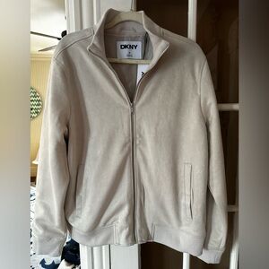 NWT Medium DKNY Men's Beige Lightweight Jacket Faux Suede